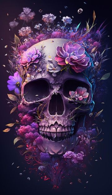 Skull Artwork Illustrations, Sugar Skull Wallpaper, Colorful Skull Art, Sugar Skull Artwork, Skull Art Drawing, Gothic Wallpaper, Colorful Skulls, Skull Tattoo Design, Sugar Skull Art