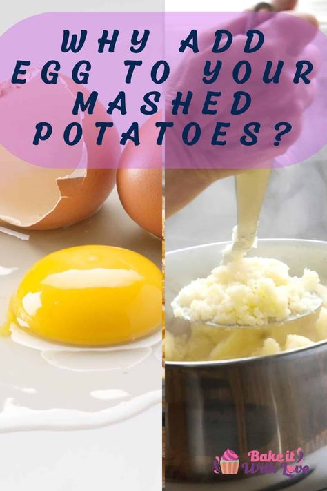 Add egg to mashed potatoes in order to get a rich, creamy, delicious, and velvety bowl of buttery potatoes! This article is going to break down exactly why you should add in an egg, the difference that it makes, and how to do it! You'll never want to make mashed potatoes another way again! BakeItWithLove.com #bakeitwithlove #egg #potatoes #mashedpotatoes #guide Mashed Potatoes With Eggs Recipe, Mashed Potatoes With Eggs, Eggs And Mashed Potatoes, Mashed Potato Add Ins, Special Mashed Potatoes, Mashed Potato Bowl, Mashed Potato Bowls, Make Mashed Potatoes, Egg Yolk Recipes