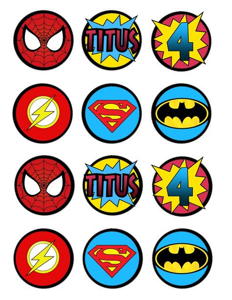 Super Hero cupcake toppers or decorations by Lots O' Lydia  Free Printable Printable Cupcake Toppers, Superhero Cupcake Toppers, Superman Party, Cupcake Toppers Free, Superhero Cupcakes, Super Hero Theme, Avengers Party, Spiderman Party, Cupcake Toppers Printable