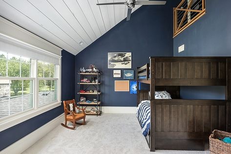 Sherwin Williams SW 6244 Naval. Naval Interior Design, Naval Bedroom Sherwin Williams, Sherwin Williams Navy, Naval Sw 6244, Naval Sherwin Williams, Sherwin Williams Naval, Gym Basement, Sherwin Williams Blue, Laundry Room Paint Color