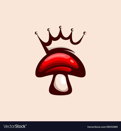 Crown Vector Logo, Mushroom Crown, Food Mushrooms, Crown Logo Design, King Mushroom, Mushroom Logo, Crown Vector, Fantasy Logo, Nature Symbols