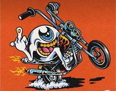 Motorcycle Character Design, Motorcycle Illustration Artworks, Biker Art Drawing, Motorcycle Branding, Biker Painting, Motorcycle Graphic Design, Motorcycle Graffiti, Biker Illustration, Flying Eyeball Art