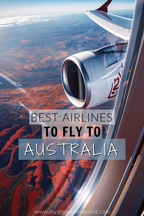 View from an airplane window showing the wing and engine of an Emirates Airbus A380 flying over the red landscape of Australia. Flying To Australia, Flight Tips, Trip To Australia, Air Travel Tips, Best Airlines, Air Canada, Long Haul Flight, Airline Tickets, Planning A Trip