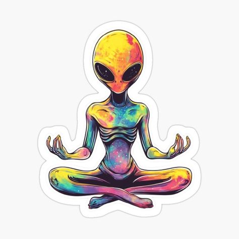 Alien Meditating, Cartoon Alien, Dibujos Ideas, Work Outs, In Space, Aliens, Meditation, For Sale, Animals