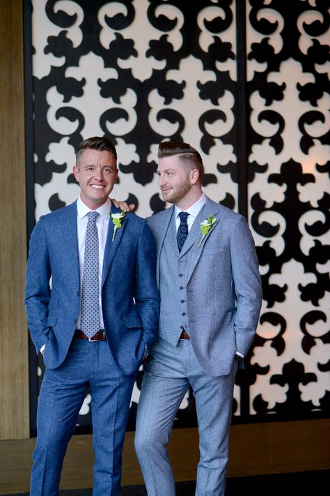 Wedding Tuxes, Tom Ford Tuxedo, Floral Attire, Masculine Wedding, Gay Wedding Photos, Dapper Suits, Lesbian Weddings, Men's Wedding Outfit, Gay Weddings