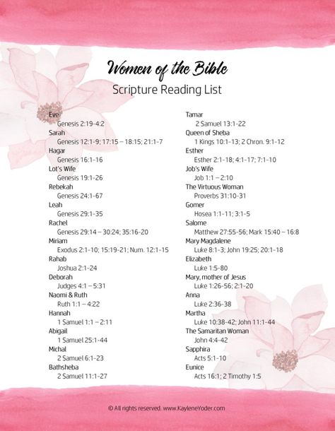 30-day Women of the Bible Scripture Study - Kaylene Yoder Learning Scripture, 30 Day Bible Study, Bible Reading For Women, Women Of God Bible Study, Women In Bible, Woman Of Faith, Women Of Faith Bible Study, 30 Day Devotional For Women, Womens Bible Reading Plan