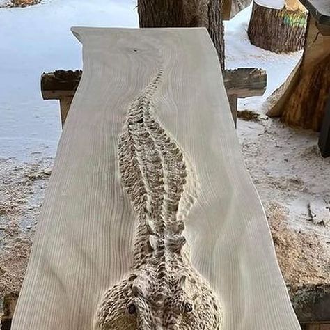 Crocodile Table, Crocodile Sculpture, Wooden Sculptures, Wooden Sculpture, Mind Blowing, Interior Design Inspiration, 3d Design, House Colors, Daily Dose