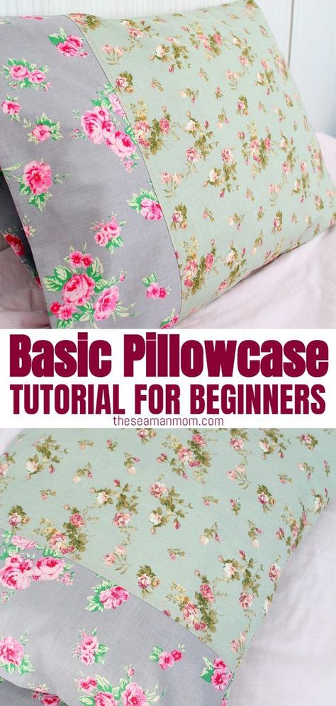 A basic, easy and simple pillowcase pattern, perfect even for the ultimate beginner!   #easypeasycreativeideas #sewing #sewingtutorials #sewingprojects #sewingforbeginners #beginnersewing Simple Pillowcase, Pillowcase Sewing, Easy Pillowcase, Pillowcase Tutorial, Sewing Pillow Cases, Pillow Cases Tutorials, Nursery Animals, Household Sewing, Christmas Child