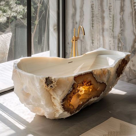 Indulge in luxury with the Geotub: a stunning bathtub crafted from a single geode, blending nature's beauty with modern comfort. Sink into relaxation as the softly glowing crystals and vibrant hues envelop you in tranquility. Conceptual AI Art Follow @ecosapiens for more! Odd Furniture, Parametric Furniture, Hotel Beach, Wonderland Artwork, Dream Apartment Decor, Concrete Art, Textured Art, Dream Apartment, Jeddah