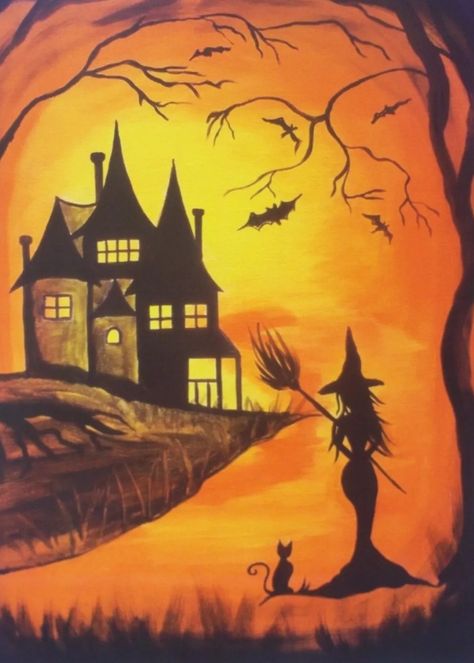 Halloween Houses, Halloween Folk Art, Carte Halloween, Halloween Rocks, Cartoon Halloween, Halloween Drawings, Halloween Painting, Fall Art, Halloween Images