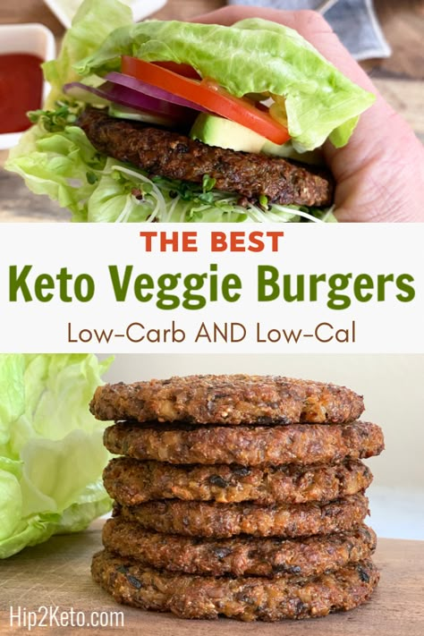 The BEST Keto Veggie Burger—Low in Carbs #ketodietrecipes Keto Veggie Recipes, Veg Keto, Veggie Keto, Vegetarian Keto Recipes, Vegan Keto Recipes, Vegan Low Carb, Veggie Burgers Recipe, Low Carb Vegetarian Recipes, Low Carb Vegetarian