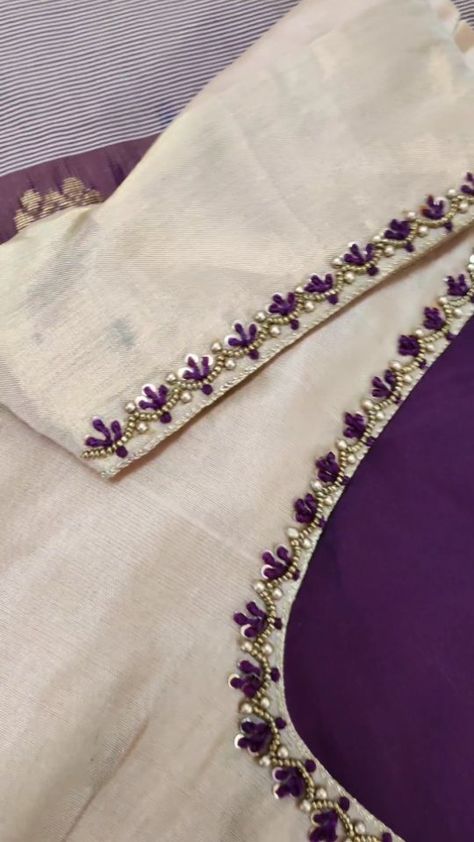 Instagram video by Vm aariworks chennai • Aug 2, 2024 at 1:44 PM Thread Work For Blouse Designs, Back Thread Blouse Designs, Are Work Blouse Designs, Neck Embroidery Designs For Blouse, Stitched Blouse Aari Work, Simple Work On Blouse, Aari Blouse Designs Latest Simple, Simple Hand Embroidery Blouse Design, Thread Work For Blouse