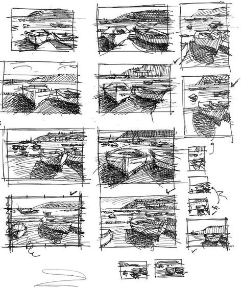 Thumbnails Sketches, Art Composition Ideas, Composition Layout, Landscape Sketches, Composition Drawing, Outdoor Painting, Composition Ideas, Thumbnail Sketches, Art Composition