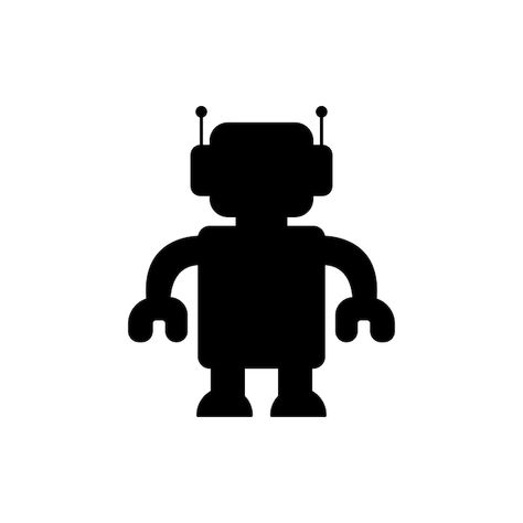 Vector robot silhouette icon illustratio... | Premium Vector #Freepik #vector #cartoon-logo #bot-logo #robot-logo #robot-mascot Robot Silhouette, Construction Poster, Robot Mascot, Robot Icon, Robot Logo, Kids Lab, Vector Robot, Lab Ideas, Silhouette Images