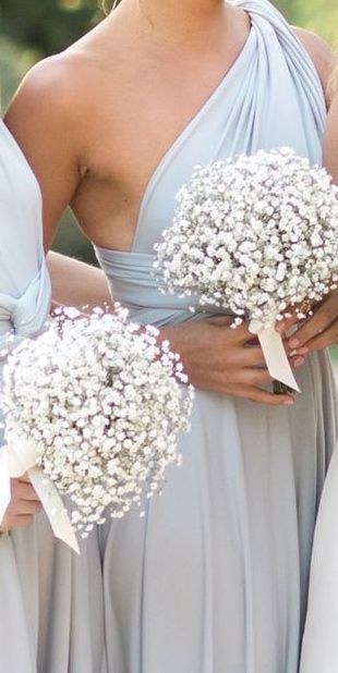 Baby breath bouquets | wedding planning | wedding inspiration | wedding flowers | bridesmaid  bouquet Gypsophila Wedding, Babies Breath, Baby Breath, Trendy Wedding Dresses, Diy Wedding Bouquet, Baby's Breath, Bride Bouquets, Wedding Bridesmaid Dresses, Bridesmaid Bouquet