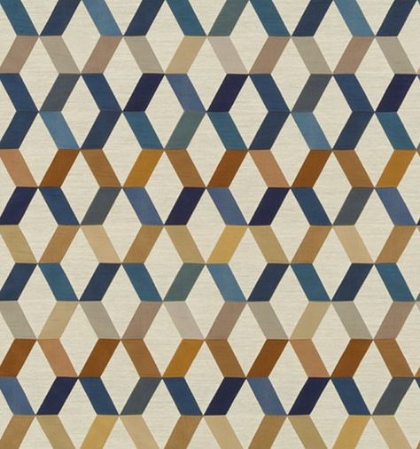 A contemporary durable upholstery fabric in a geometric trellis design of navy blue, copper, steel blue, light gold and taupe on an ivory Hangout Basement, Copper Pillow, Fabric For Furniture, Geometric Trellis, Shag Carpet, Listening Room, Trellis Design, Robert Allen Fabric, Custom Window Treatments