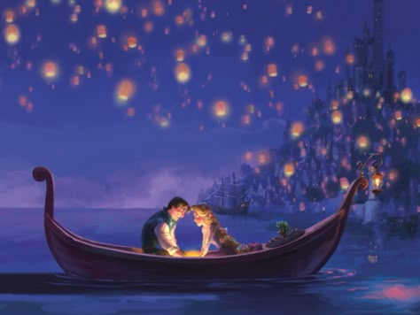 Tangled Boat Scene, Rapunzel And Flynn Rider, Tangled Lanterns, Boat Silhouette, Rapunzel And Flynn, Flynn Rider, Rapunzel, To Meet, Tangled