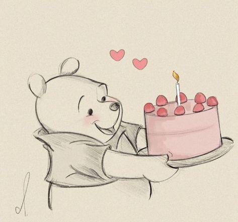 Disney Birthday Card, Birthday Pencils, Happy Birthday Disney, Winnie The Pooh Drawing, Birthday Canvas, Happy Birthday Drawings, Birthday Painting, Birthday Cartoon, Happy Birthday Art