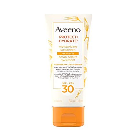 Aveeno Sun Aveeno Protect and Hydrate Face and Body Sunscreen Spf 30, Water and Sweat Resistant, Oxybenzone Free, 88 ... Aveeno Sunscreen, Hydrate Face, Baby Dry Skin, Shimmer Body Lotion, Moisturizing Sunscreen, Daily Sunscreen, Body Sunscreen, Sunscreen Moisturizer, Sunscreen Spf 50