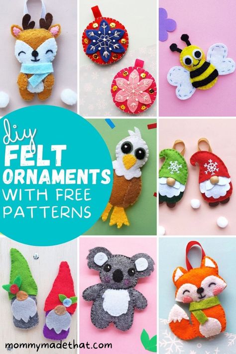 The Cutest DIY Felt Ornaments (With Free Patterns) Felt Ornaments Diy Patterns, Felt Animal Patterns Free Printables, Felt Animal Patterns Free Templates, Felt Christmas Ornaments Patterns Free, Felt Ornaments Patterns Free, Felt Christmas Ornaments Patterns, Diy Felt Ornaments, Felt Patterns Free, Crafts 2024