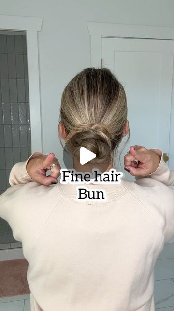 Lainey Ostrom on Instagram: "Fine hair low messy bun! 
-
#lowbunhairstyle #messybuntutorial" Fine Hair Updo Easy Messy Buns, Bun Inspo Hair, Messy Low Bun Curly Hair, Low Bun Fine Hair, How To Do A Bun With Medium Hair, How To Do A Cute Low Messy Bun, Messy Bun Tutorial Low, Low Bun Casual, Low Messy Bun Tutorial Short Hair