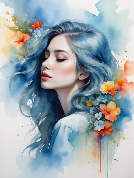 Photo create an abstract portrait of a w... | Premium Photo #Freepik #photo Beauty Room Design, American Traditional Tattoo, Watercolor Splash, Abstract Portrait, Watercolor Portraits, Face Art, Social Media Graphics, Female Portrait, Art Techniques