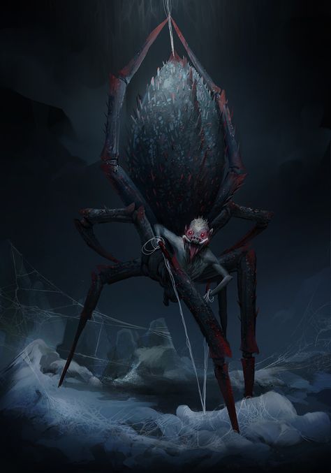 Drider Art, Spider Creature, Fantasy Spider, Spider Monster, Dm Ideas, Dnd Portraits, D D Races, Dark Elves, D D Monsters