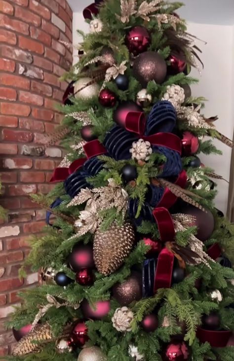 Blue And Red Tree Christmas, Navy Blue And Burgundy Christmas Tree, Red Green And Navy Christmas Tree, Blue And Burgundy Christmas Tree, Navy And Burgundy Christmas Tree, Navy Blue And Red Christmas Decor, Burgundy And Navy Christmas Tree, Navy And Red Christmas Tree, Burgundy And Blue Christmas Tree