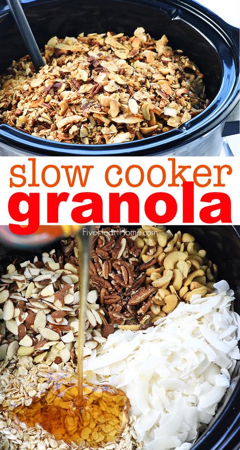 Slow Cooker Granola Recipe, Wholesome Breakfast, Granola Recipe Healthy, Granola Recipe Homemade, Crock Pot Recipes, Granola Healthy, Granola Recipe, Granola Recipes, Crockpot Recipes Slow Cooker