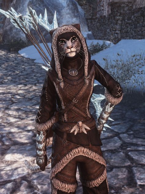 Pretty Skyrim Character, Skyrim Breton Female, Kajit Skyrim, Skyrim Outfits Female, Elder Scrolls Online Outfits, Elder Scrolls Oc, Skyrim Clothing, Skyrim Character Design, Skyrim Outfits