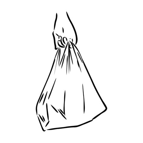 plastic bag vector sketch Plastic Bag Illustration Drawing, How To Draw Plastic Bag, Plastic Bag Reference, Plastic Bag Sketch, Grocery Bag Drawing, Plastic Bag Illustration, Plastic Bag Drawing, Gallary Wall, Storing Plastic Bags