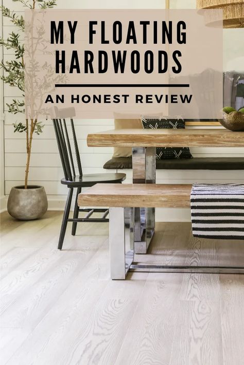 An Honest Review of My Floating Floorté Hardwoods - 3 Months Later Floor Hardwood, Blogger Home, Floating Floor, Lvt Flooring, Flooring Projects, Solid Wood Flooring, Oak Hardwood, Vinyl Tiles, Flooring Ideas