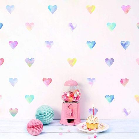 Colorful Heart Wall Decals Watercolor Hearts Wall Stickers Heart Wall Decals for Girls Bedroom Nursery Kids Room Decor Girls Room Decals, Cloud Wall Decal, Heart Wall Decal, Rainbow Wall Decal, Heart Wall Stickers, Watercolor Hearts, Girl Bedroom Walls, Heart Wall Decor, Room Decals