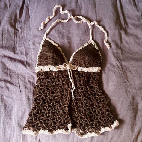 brown floral lace front tie crochet top lined with... - Depop Tie Crochet Top, Crochet Tie Front Top, Tie Crochet, Crochet Tie, Tie Front Top, Front Tie Top, Brown Floral, Floral Lace, Lace Front