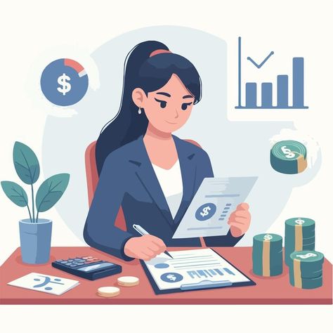 Accounting Pictures, Accountant Drawing, Accounting Illustration, Accounting Images, Money Vector, Business Clipart, Girl Fanart, English Project, Finance Major