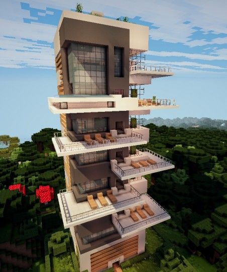 Una casa de Minecraft que tengo pendiente hacer! #CasaPendiente #Minecraft #Hotel Things To Build In Minecraft City, Mincraft Home Ideas, Minecraft Modern Apartments, Modern Hotel Minecraft, Hotel In Minecraft, Minecraft Hotel Ideas, Minecraft Building Ideas Flat World, Nice Minecraft Houses, Huge Minecraft Houses