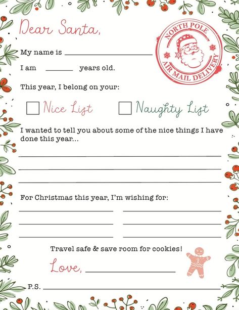 Christmas Printouts, Christmas Letter Design, Elf Rules, Santas Letter, Santa Claus Letter, Santa Letter Template, Santa Letter Printable, Christmas Worksheets, Holiday Templates