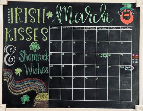 March Chalkboard Ideas Calendar, March Whiteboard Calendar Ideas, February Chalkboard Calendar, March Chalkboard Calendar, Chalkboard Calendar Ideas, Blackboard Calendar, Chalk Calendar, Calendar Chalkboard, Whiteboard Drawings