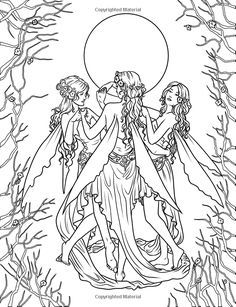 Witch Coloring Pages, Adult Colouring Pages, Fairy Coloring Pages, Fairy Coloring, Three Graces, Princess Coloring, Mermaid Coloring, Arte Fantasy, Fairy Art