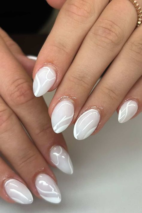 21 Stunning White Nails & White Nail Designs You Need to Try French Tips Acrylic, Chrome Almond, Europe Nails, Line Nail Designs, White Almond Nails, White Chrome Nails, Chrome Nails Designs, French Tip Nail Designs, Elegant Nail Designs