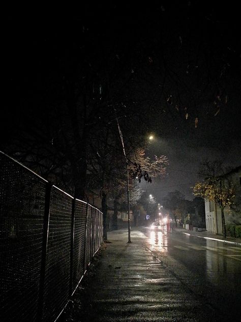 Autumn night rain idk Small Town At Night Aesthetic, Raining Street Night, Walking In The Rain At Night, Rainy Street Night Aesthetic, Aesthetic Town Pictures, Rainy Small Town Aesthetic, Down Town Pictures, Small Rainy Town, Small Town Dark Aesthetic