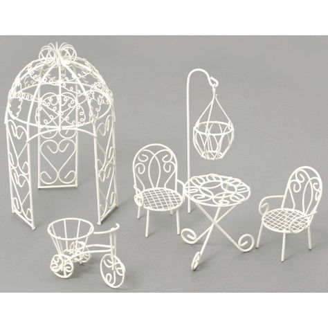 Hi-Line Gift Ltd. Furniture 6 Pieces Fairy Garden Set & Reviews | Wayfair Garden Diy Furniture, Wire Fairy, Garden Furniture Design, Fairy Garden Furniture, Plastic Recycling, Fairy Furniture, Diy Garden Furniture, Home Vegetable Garden, Diy Fairy