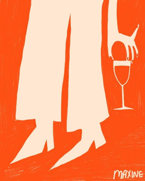 Orange Art Aesthetic, Printable Posters Aesthetic, Maxine Mccrann, Screenprinted Poster, Orange Graphic Design, Beer Illustration, Illustration Design Graphique, Aesthetic Posters, Modern Illustration