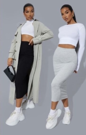 Simple Work Clothes Women, Skirt Outfit Casual, Basics Wardrobe, Smart Casual Women Outfits, Capsule Wardrobe Casual, Midaxi Skirt, Smart Casual Women, Cute Modest Outfits, Grey Skirt