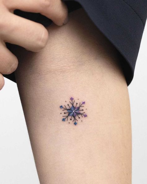 Tiny snowflake tattoo by Rey Jasper - Tattoogrid.net Small Snowflake Tattoo, Tiny Snowflake, Snowflake Tattoo, Snow Tattoo, Left Arm Tattoos, Snow Flake Tattoo, Christmas Tattoo, Ankle Tattoo, Simplistic Tattoos