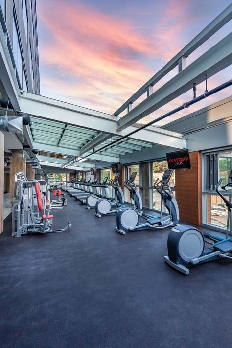 Cool gym with retractable roof Anatomy Fitness Toronto Roof Gym, Cool Gym, Retractable Roof, Fitness Club, Anatomy, Roof, Toronto, Gym, Train