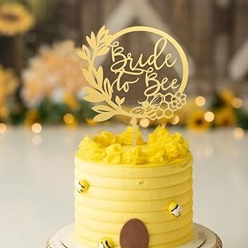 Amazon.com: Bride to Bee Wreath Wedding Cake Topper,wedding engagement theme Cake topper, bridal shower theme decor, Rustic Wedding Party (Golden Acrylic) : Grocery & Gourmet Food Engagement Theme Cake, Engagement Theme, Bride To Bee, Rustic Wedding Party, Engagement Themes, Cake Topper Wedding, Bee Wreath, Topper Wedding, Wreath Wedding