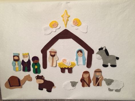 Bulletin Board Christmas, Felt Nativity, Nativity Advent Calendar, Christmas Sunday School, Nativity Story, Diy Nativity, Felt Board Stories, Felt Stories, The Nativity Story