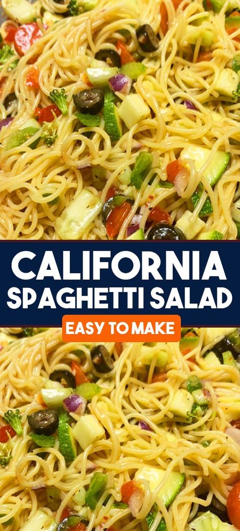 One Pot Creamy Pasta, Pasta Primavera Recipes, California Spaghetti Salad Recipe, Pasta Station, Creamy Pasta Primavera, Oven Dinners, Pasta Primavera Recipe, Spaghetti Salad, Pasta Meals