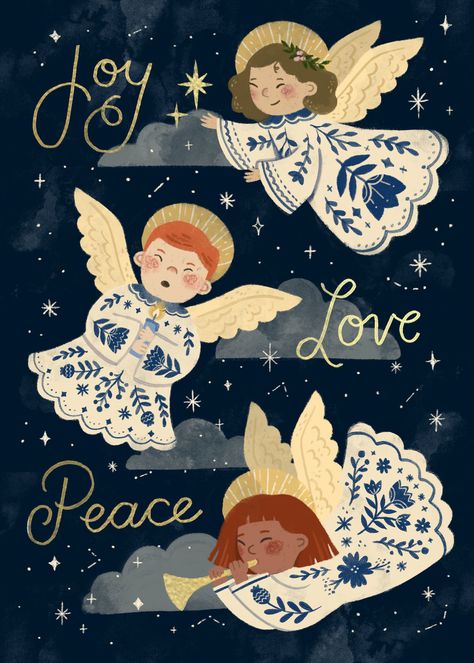 Angel Illustration, Christmas Craft Fair, Advocate Art, Animated Christmas, Holiday Greeting, Greeting Card Set, Jingle All The Way, Holiday Greeting Cards, Christmas Illustration